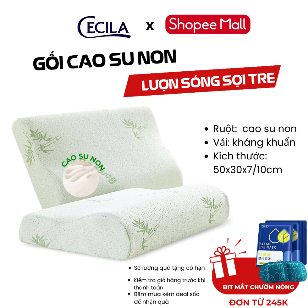 Gối cao su non người lớn CECILA Gối Nệm Y Tế thiết kế lượn sóng hỗ trợ chống đau mỏi cổ vai gáy, giúp ngủ ngon hơn