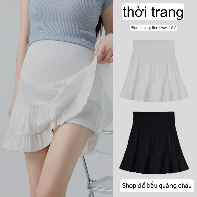 Chân váy bầu, chân váy xếp bèo tầng mềm mại( kèm quần)
