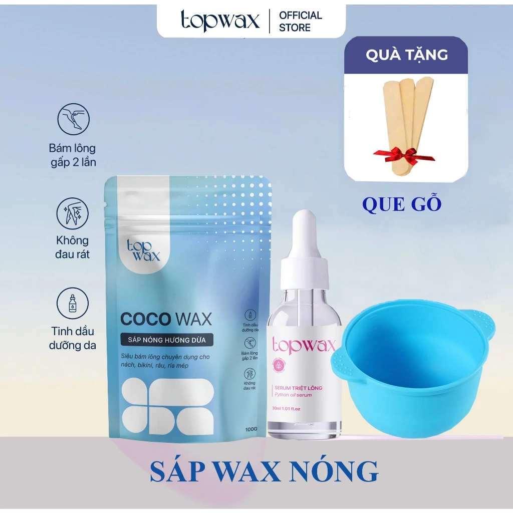 Combo Wax Lông Nóng Hương Dừa Cao Cấp COCO WAX - TOP WAX Siêu Bám Lông,Dùng Cho Mọi Loại Da Nách,Bikini,Ria Mép.