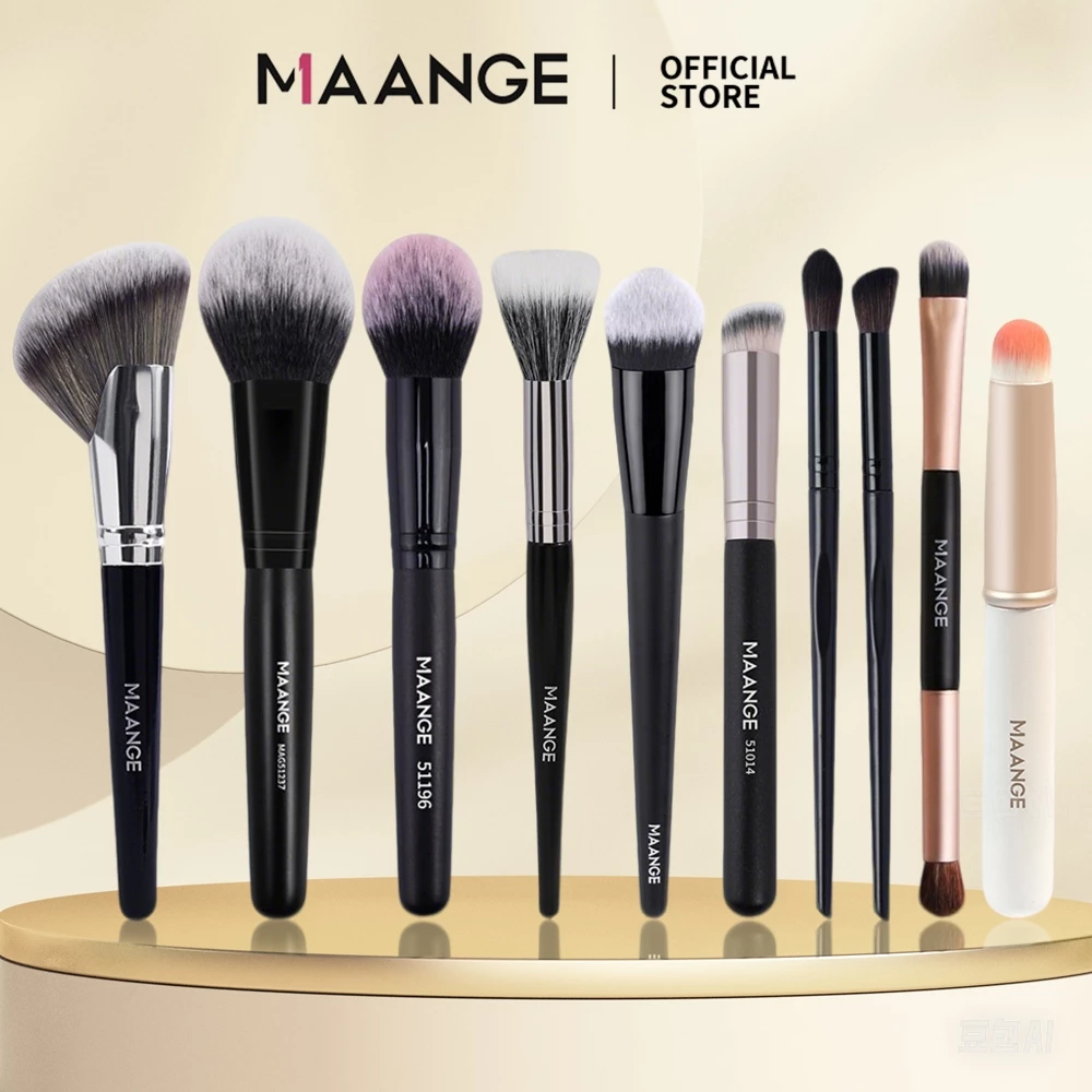 MAANGE Cọ trang điểm đơn cán đen, cọ má hồng, phấn nền, phấn mắt, cọ highlight 5805