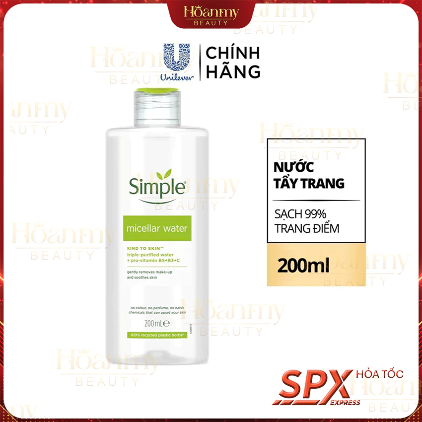 Nước Tẩy Trang Simple Làm Sạch Trang Điểm Vượt Trội 200ml