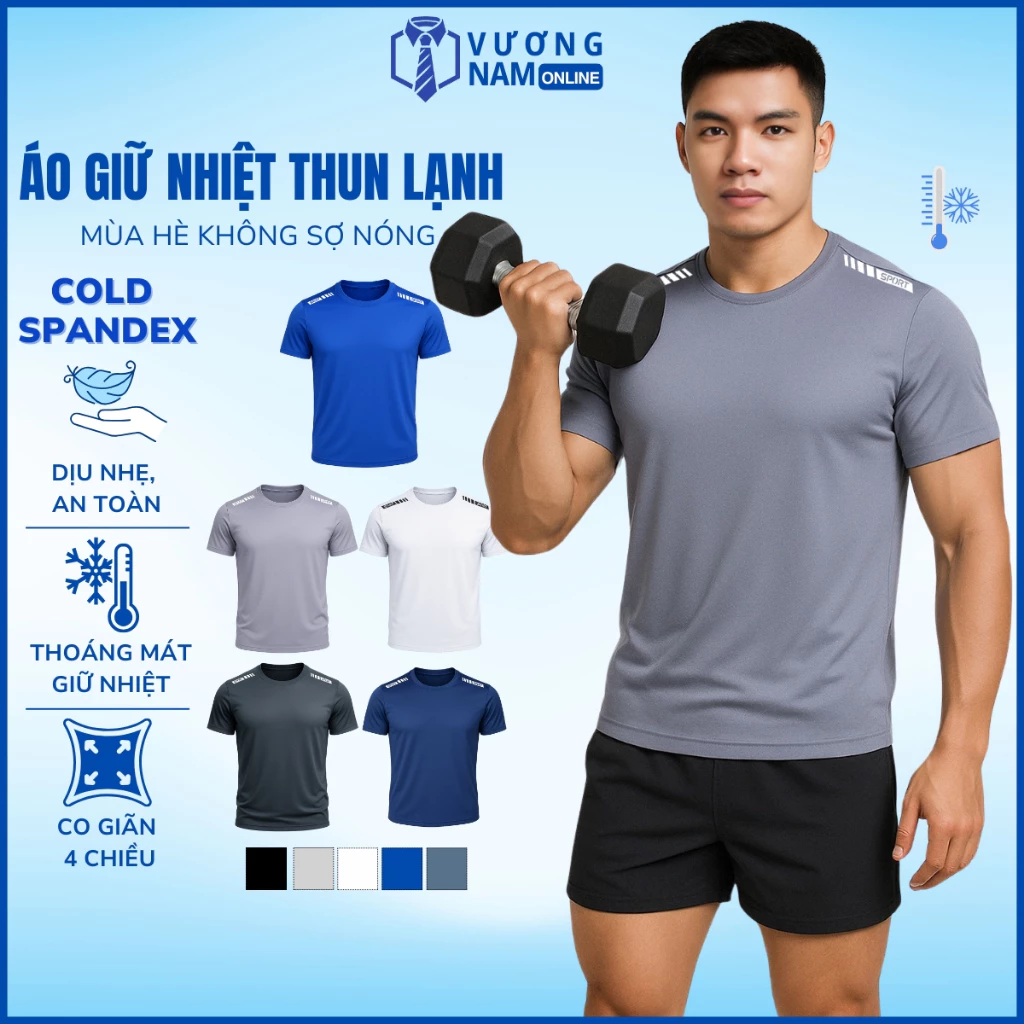 Áo thể thao nam SPORT đẹp ngắn tay cổ tròn vải thun lạnh VNO138