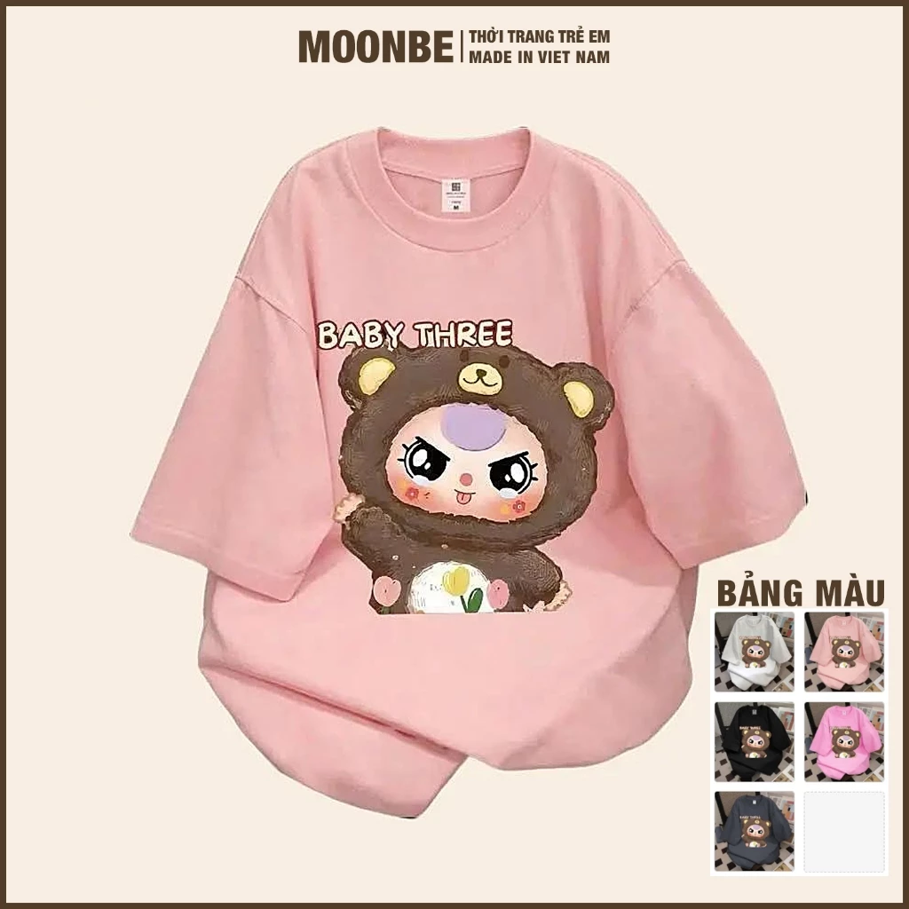 [Size 6-65kg] Áo Thun Cho Bé Gái V1 Cotton In Hình BABY THREE Có Big Size 60kg Thời Trang Trẻ Em MOONBE Áo Phông V1