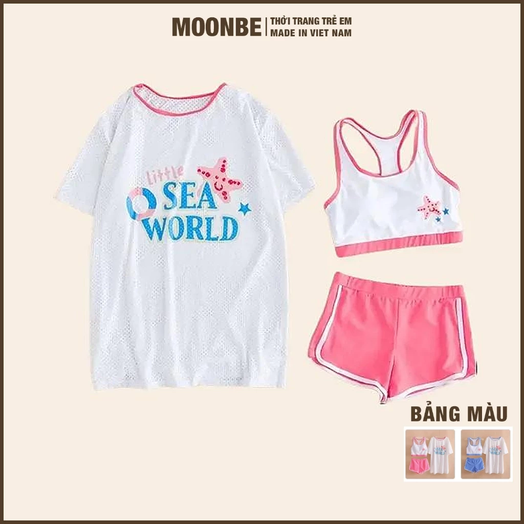 [12kg -65kg] Set Bộ Bơi Cho Bé Gái 12 Tuổi - Thời Trang Trẻ Em MOONBE - Sét Đồ Đi Biển Cho Bé Size Đại SEAWORLD