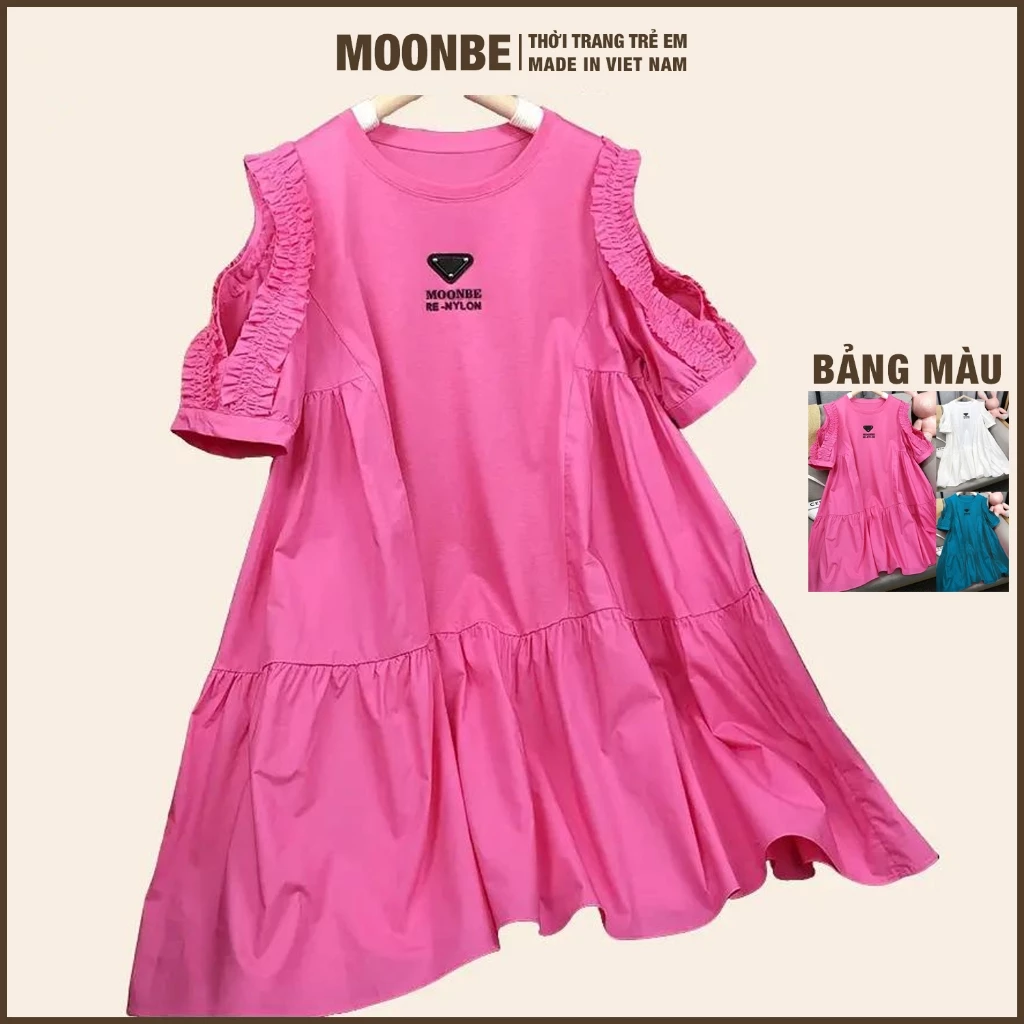 [Size 15-65kg] Đầm Váy Bé Gái Sang Chảnh Phối Bèo Dáng Maxi Thời Trang Trẻ Em MOONBE Váy PDARA