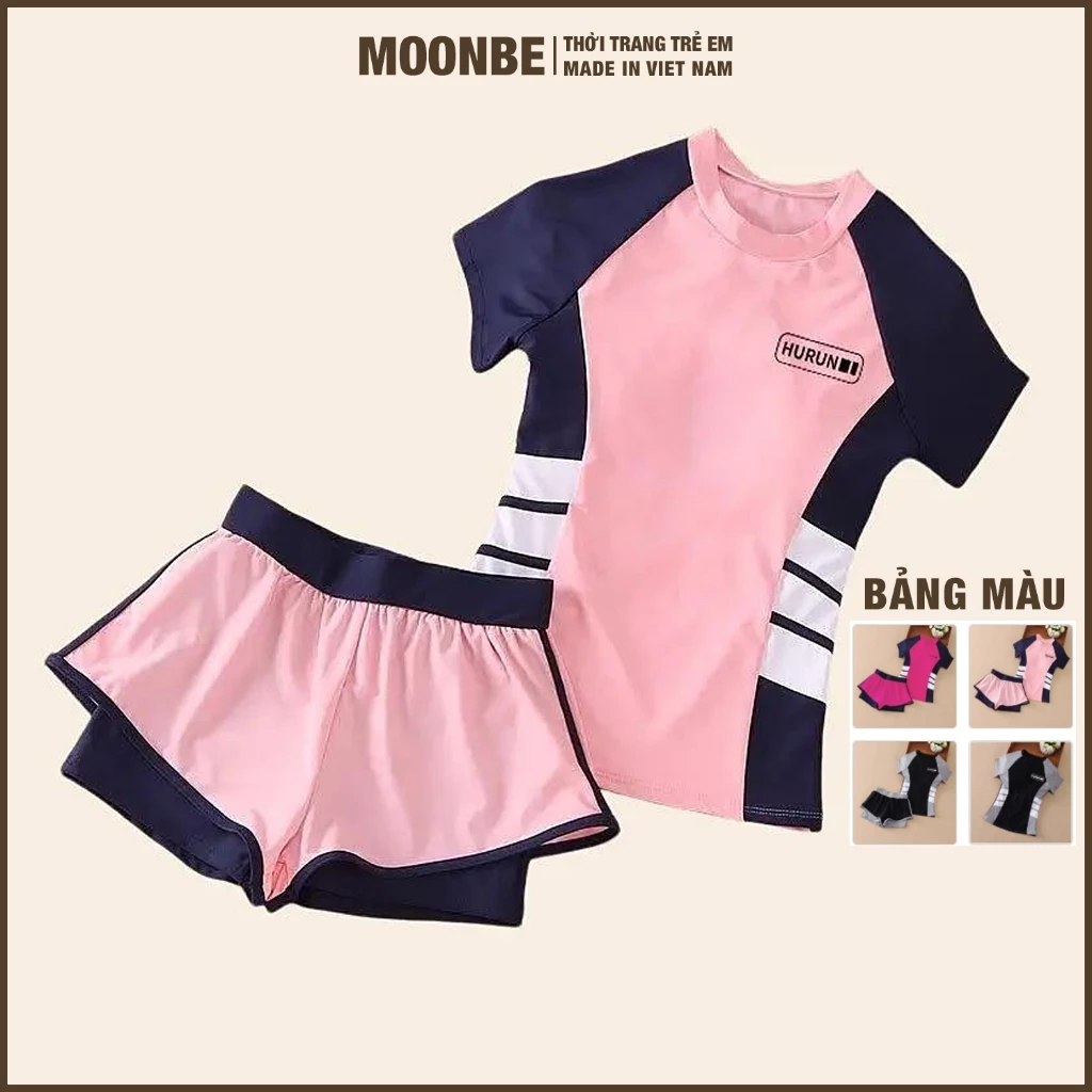 Bộ Bơi Bé Gái Size Đại - Chất Lạnh Tắm Ráo Nước - Thời Trang Trẻ Em MOONBE - Sét Đồ Đi Biển Cho Bé HURUN
