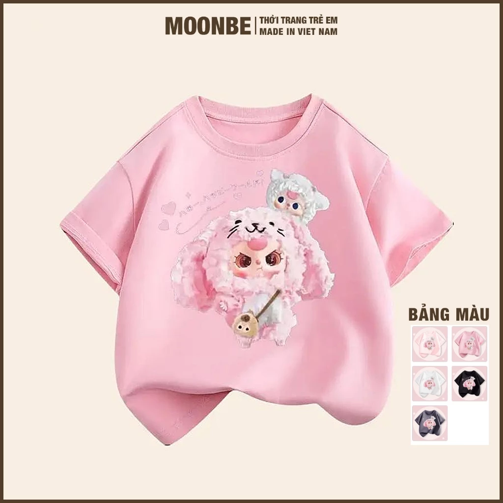 [Size 6-65kg] Áo Thun Bé Gái & Mẹ In 3D Hình Baby Three Cotton Thời Trang Trẻ Em MOONBE Áo Phông V3
