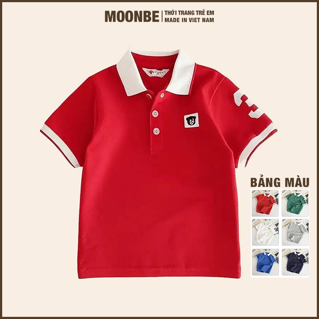 [Size 10-65kg] Áo Polo Cho Bé Trai Bé Gái Chất Cá Sấu Cổ Trụ Thời Trang Trẻ Em MOONBE Size Đại Polo Teddy