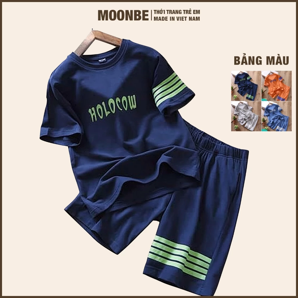 [Size 11-65kg] Bộ Quần Áo Bé Trai Size Đại 12 Tuổi - Chất Cotton Mềm Mát - Thời Trang Trẻ Em MOONBE - Đồ Bộ Bé  HOLOCOW
