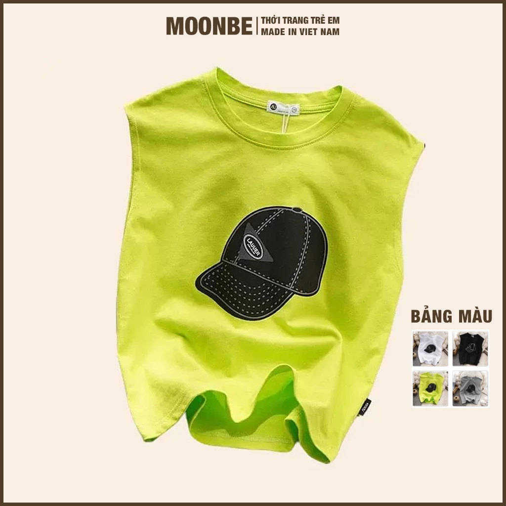 [Size 6-65kg] Áo Ba Lỗ Cho Bé Trai Bé Gái 12 Tuổi Mặc Hè Chất Cotton - Thời Trang Trê Em MOONBE - Áo Thun Trẻ Em Lakuer