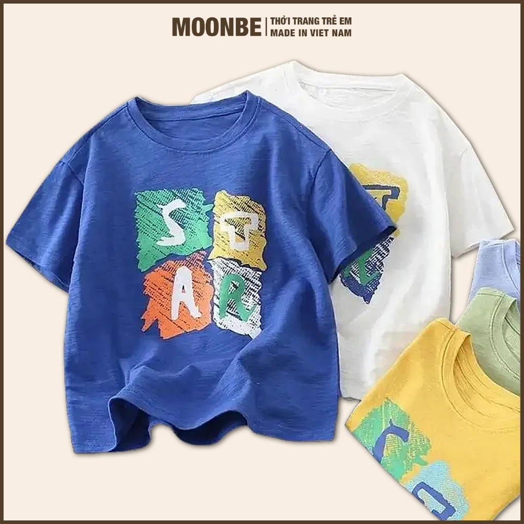 [Size 8-65kg] Áo Thun Bé Trai Bé Gái Size Đại Chất Cotton Mềm Mịn - Thời Trang Trẻ Em MOONBE - Áo Phông Trẻ Em STAR