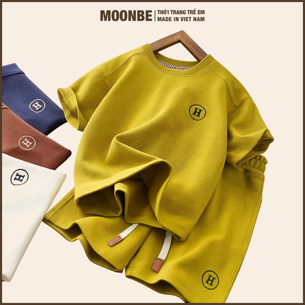 [Size 10-65kg] Set Bộ Quần Áo Cho Bé Trai Bé Gái Thời Trang Trẻ Em MOONBE Bộ Cộc Tay Chữ H