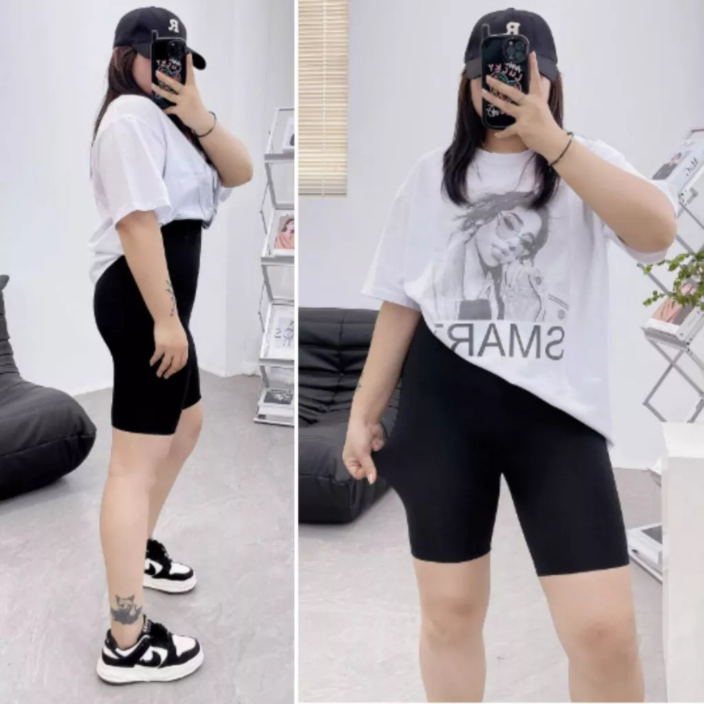Quần legging Bigsize nữ 55-95kg, Quần đùi ôm size ngoại cỡ chất umi co giãn phom thể thao - QOM