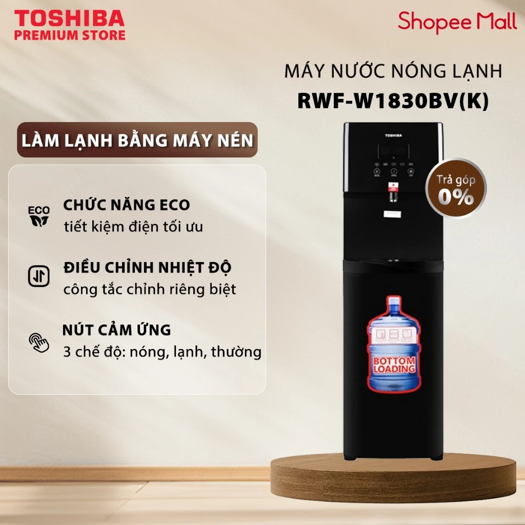 Cây Nước Nóng Lạnh Toshiba RWF-W1830BV(K) - Thiết Kế Sang Trọng - Cảm Ứng Thông Minh - Điều Chỉnh Nhiệt Độ Nước