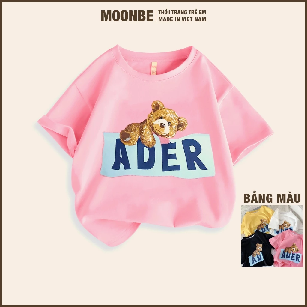 [Size 11-65kg] Áo Thun Cho Bé Gái & Gia Đình -  Áo Phông ADER - Chất Cotton Thời Trang Trẻ Em MOONBE
