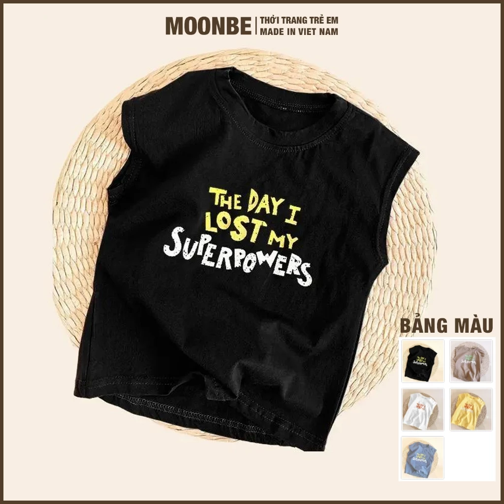 [Size 11-65kg] Áo Ba Lỗ Cho Bé Trai Size Đại - Chất Cotton Mềm Mát -Thời Trang Trẻ Em MOONBE - Áo Thun Trẻ Em THE DAY