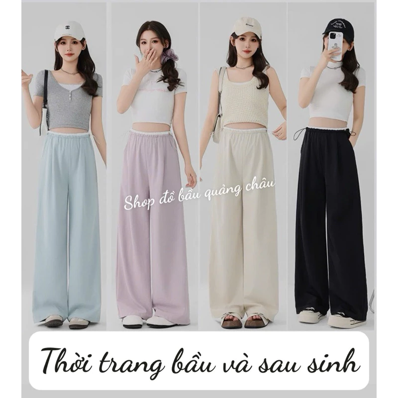 Thời trang bầu và sau sinh, Quần bầu ống rộng nhiều màu cạp rút siêu xinh