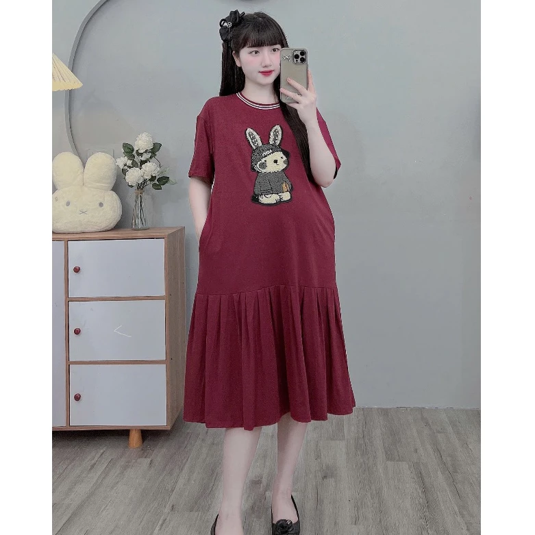 (Đủ size đến 100kg)Váy bầu,đầm bầu Bigsize chất cotton đính đá