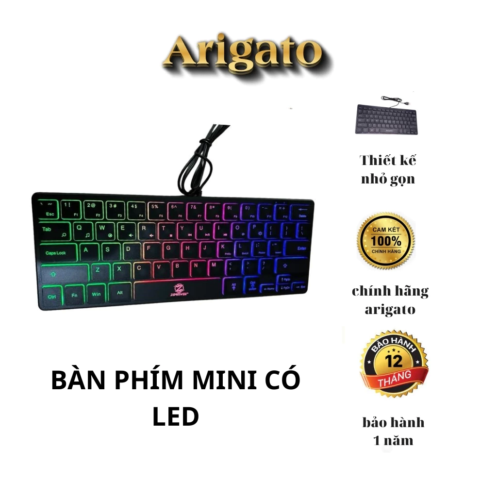 Bàn phím mini Led MK515 có dây cổng USB Led, phím mini không dây cho laptop macbook