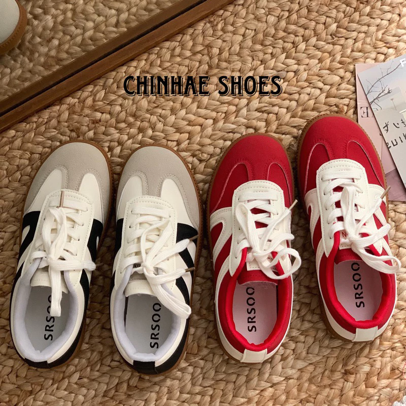 Giày sneaker thể thao srsoo mũi da lộn mix da pu tăng chiều cao 2cm phong cách trẻ năng động nữ Ulzzang đi học G093