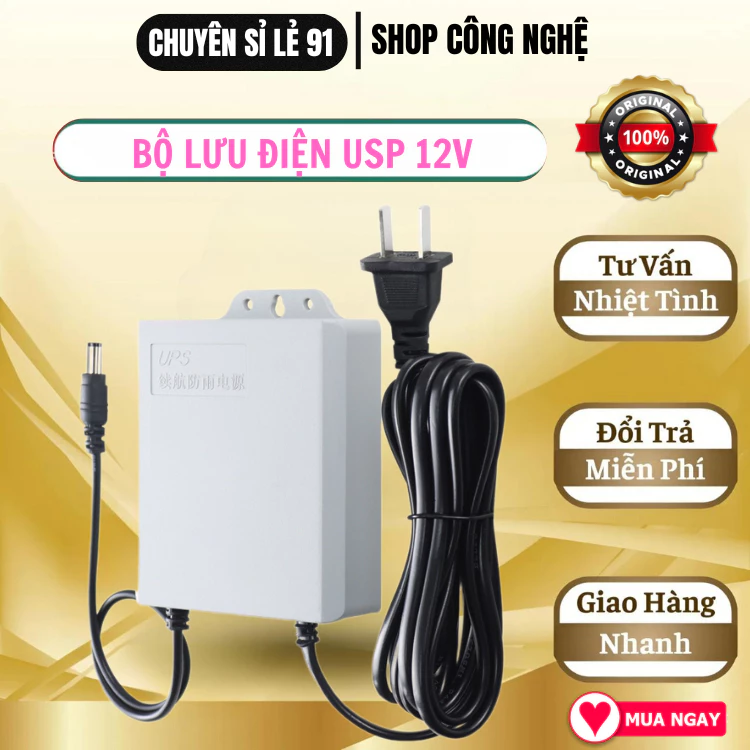 Bộ lưu điện DUNG LƯỢNG CAO dành cho Wifi Camera - UPS 12V (chạy wifi được 4-12 giờ) kèm Nguồn ,Bộ Lưu Điện