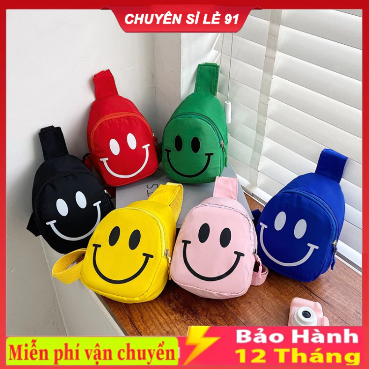 Túi đeo chéo cho bé , Túi đeo ngực mặt cười có thể điều chỉnh họa tiết mặt cười