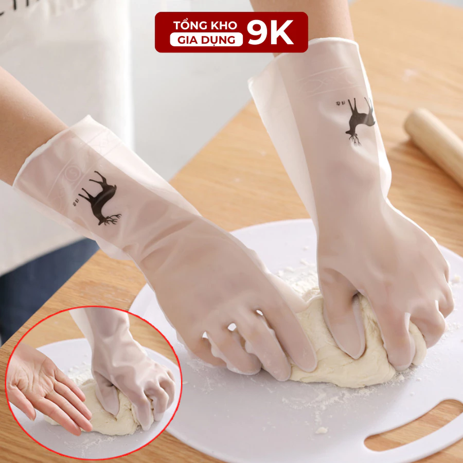 Combo 3 Đôi Găng Tay Cao Su Siêu Dai, Găng Tay Rửa Bát Con Hươu TKVA 102