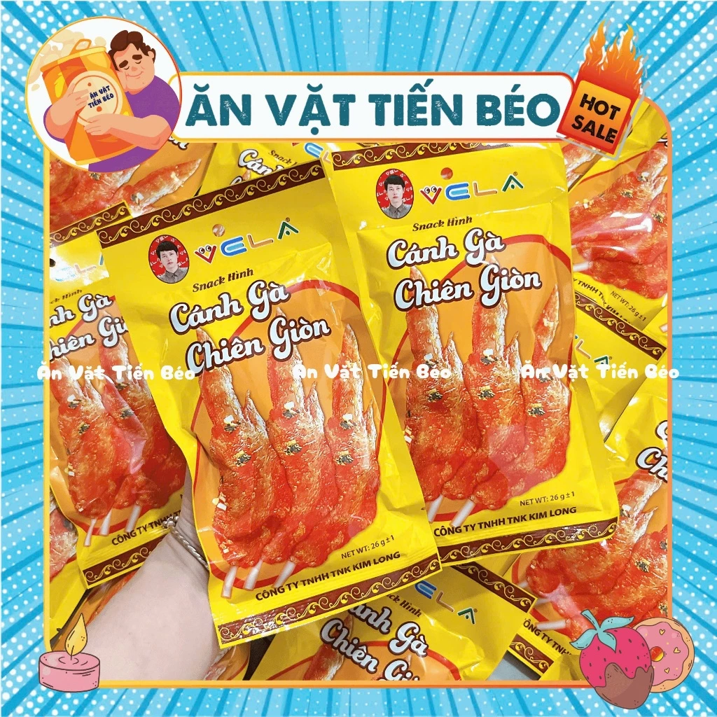 [10 GÓI] Snack bim bim cánh gà chiên giòn VELA, Que Cay Cổng Trường, đồ ăn vặt tuổi thơ