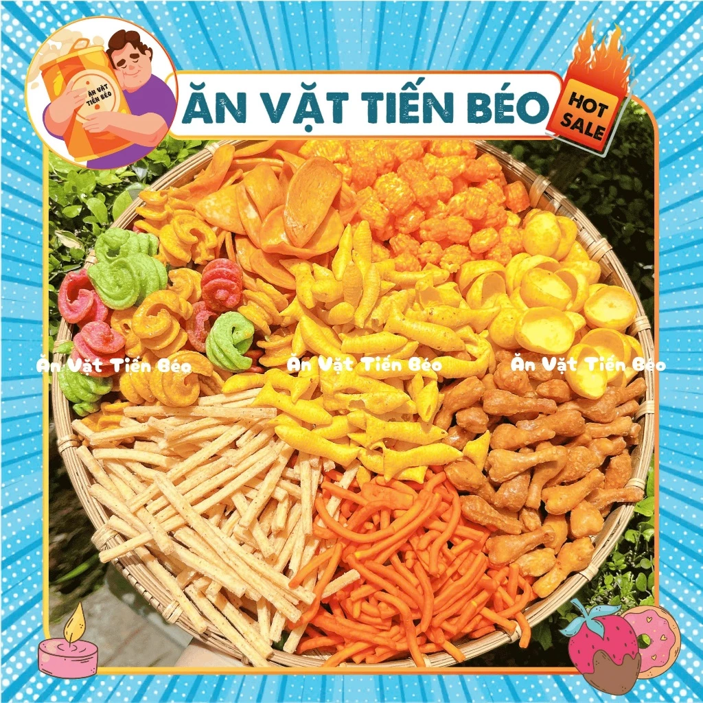 Snack Tá Lả Mix Vị Siêu Ngon Siêu Giòn Các Món Bim Bim Tá Lả HOT, đồ ăn vặt