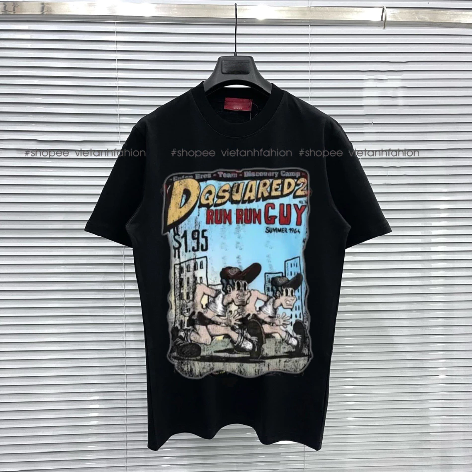 Áo phông Dsq Run Guy 195 cổ tròn boy phố,áo thun cộc tay Dsq run run guy hot trend hà quốc Hàng - QC