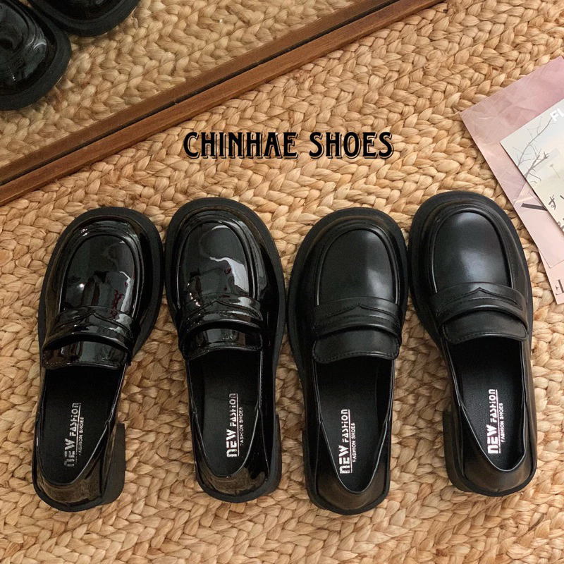 Giày loafer da pu cao gót dáng gọn tăng chiều cao 5cm phong cách retro vintage năng động cho nữ tiểu thư du lịch G099