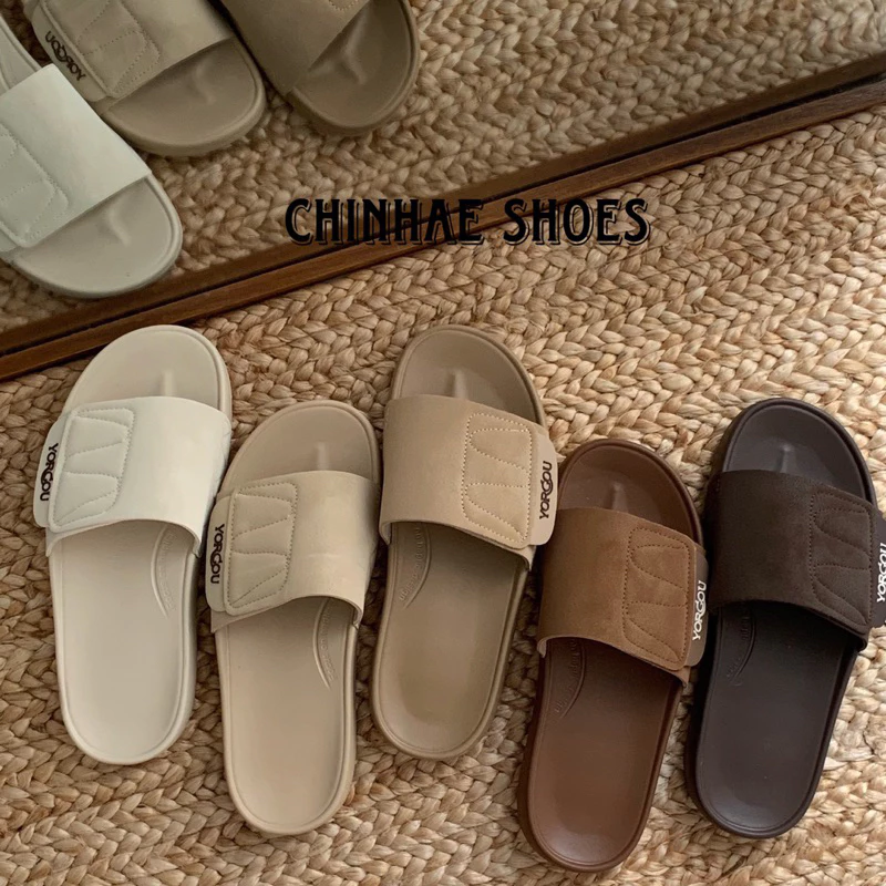 Dép lê quai ngang da pu đế cao su đúc nguyên khối chống mùi siêu mềm dẻo chống trơn trượt phong cách trẻ hằng ngày D054