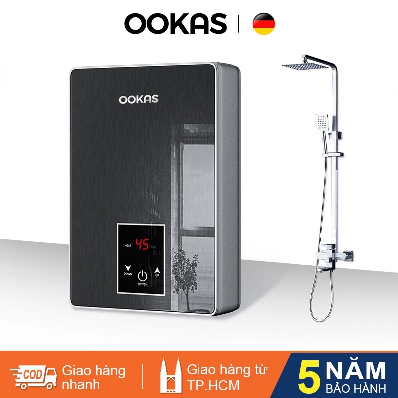 OOKAS máy nước nóng trực tiếp bình nóng lạnh trực tiếp máy nước nóng Màn Hình Cảm Ứng LCD- Tặng kèm vòi sen