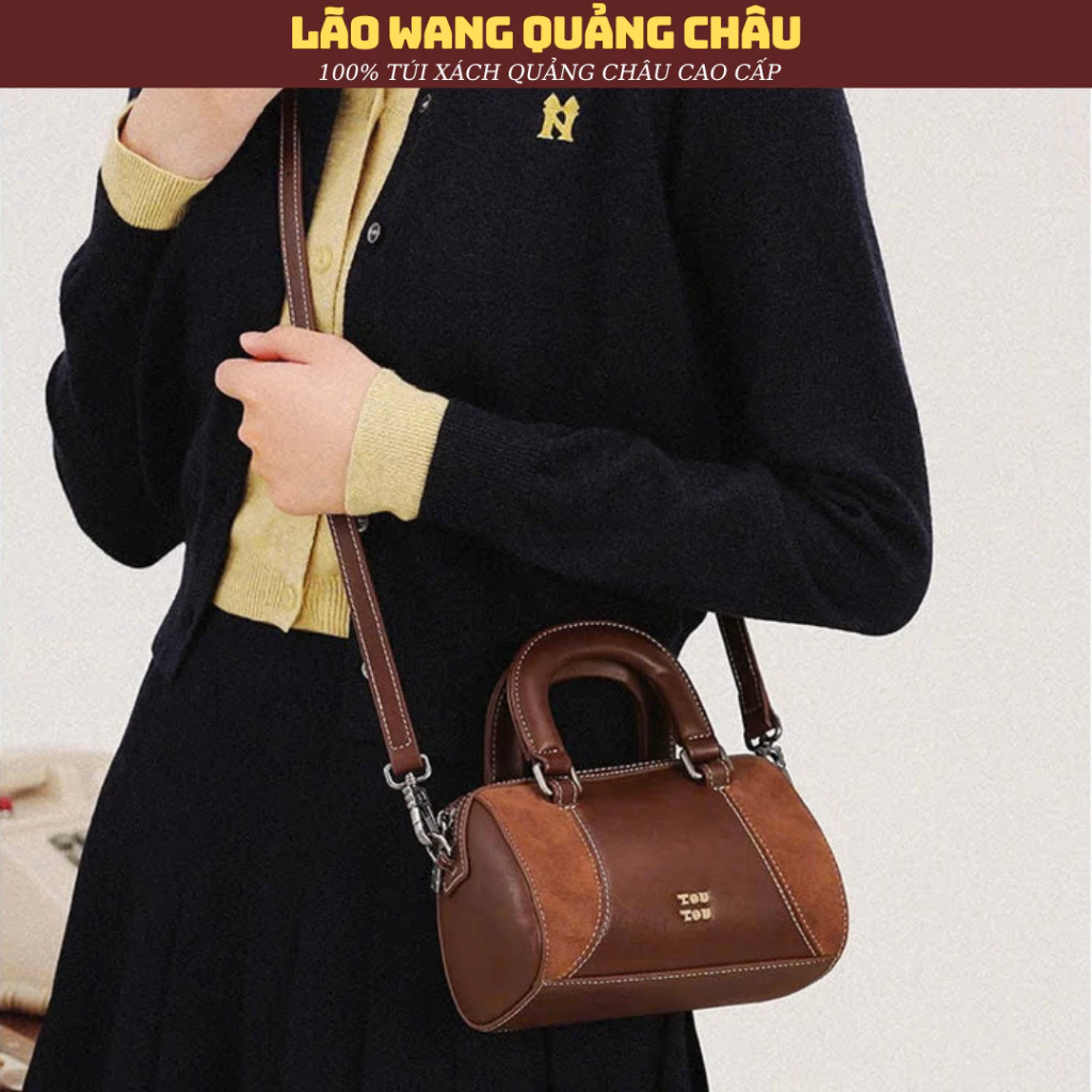 Túi xách nữ, túi trống nhà TouTou phối da lộn cầm tay đeo chéo kèm túi vải hãng mẫu hót 2025