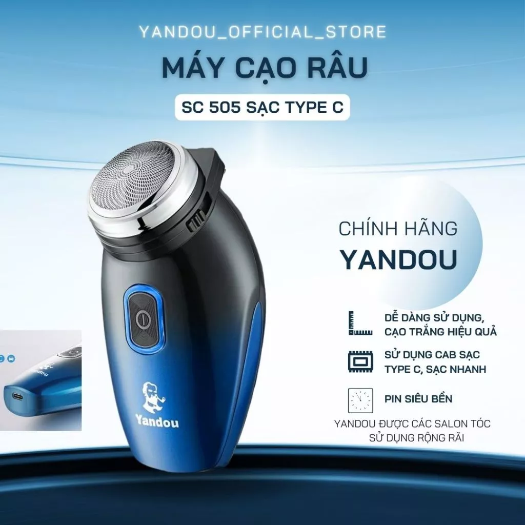 Máy Cạo Râu Yandou Lưỡi Xoay TypeC Sạc Nhanh SC505