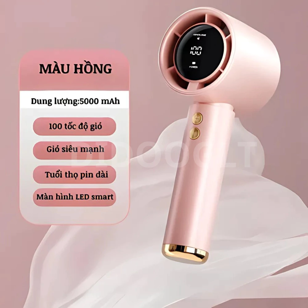 Quạt cầm tay tích điện dung lượng pin 10.000 mAh cao nhất trên thị trường, quạt mini 5 tốc độ gió linh hoạt ( didooglt )