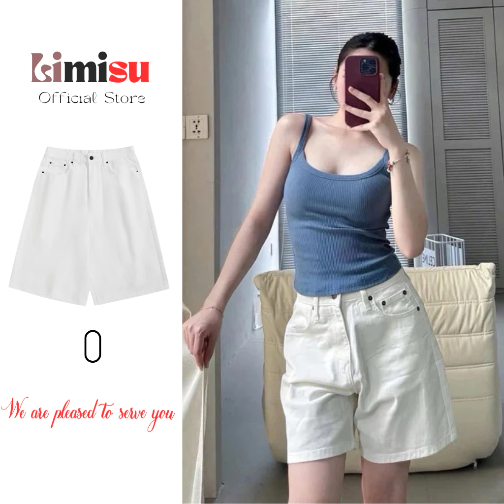 Quần jean ngố lửng nữ cạp cao ống rộng LIMISU quần ngố lửng ống rộng form Ulzzang