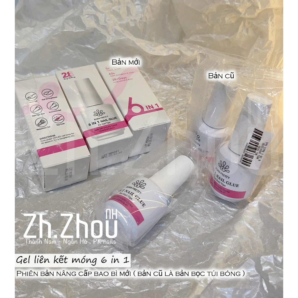 GEl 6 in 1 , gel úp móng, Glue gel for nail tip- gắn móng úp, nối đắp, cm, loang
