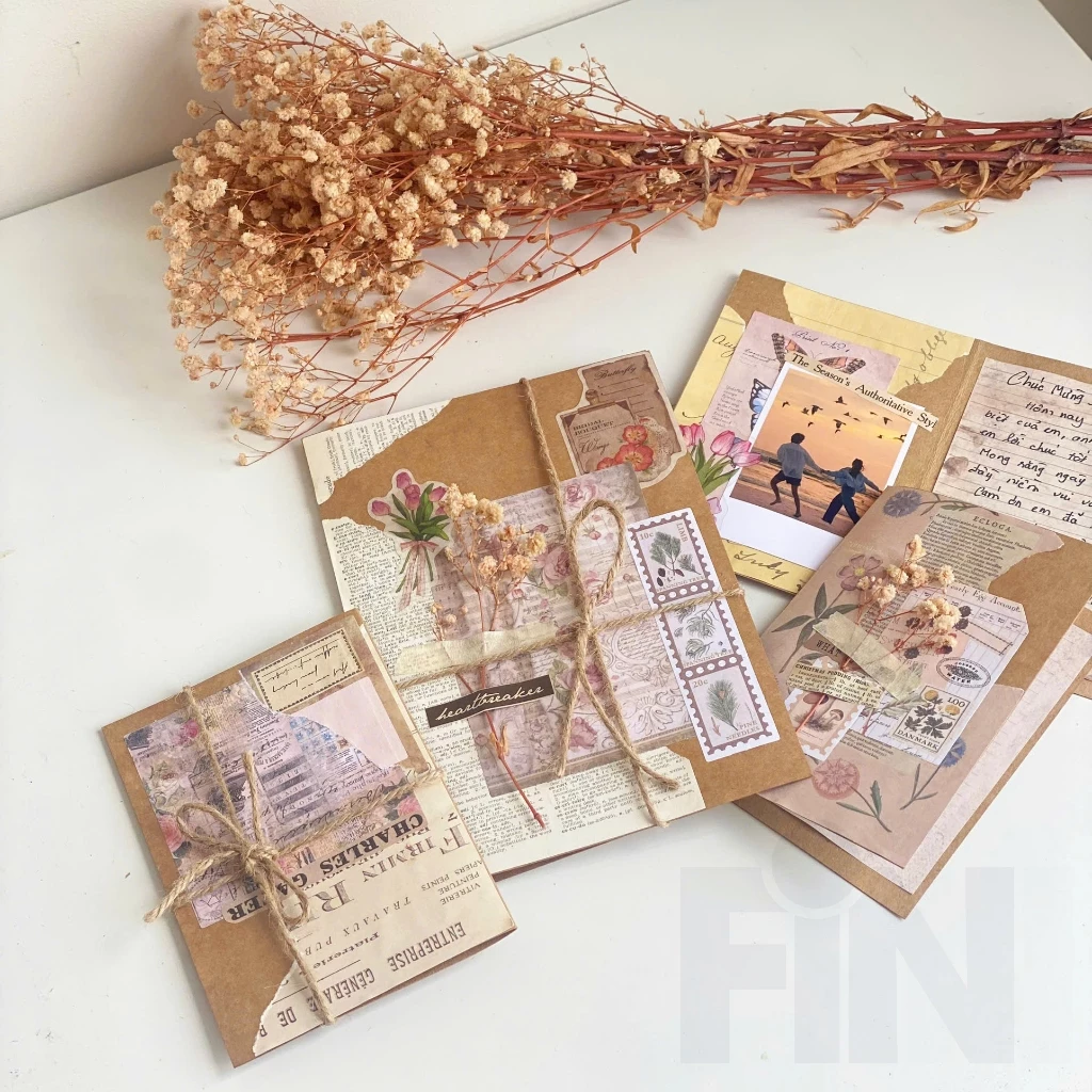 Thiệp Handmade Phong Cách Vintage size a6 viết thư tay tặng quà sinh nhật, kỉ niệm