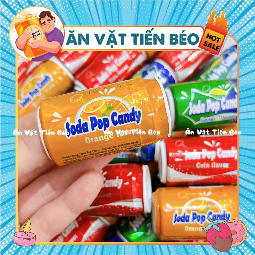 [10 LỌ] Kẹo Ngậm Soda Pop, Kẹo C Hình Lon Nước Ngọt, Đồ Ăn Vặt Ngon Tuổi Thơ