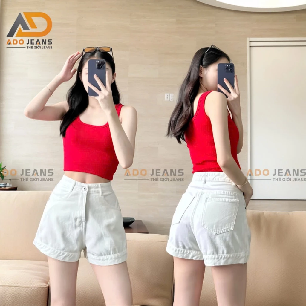 Quần đùi jean nữ from chữ A ống rộng tôn dáng - ADO JEANS (Mã X88)