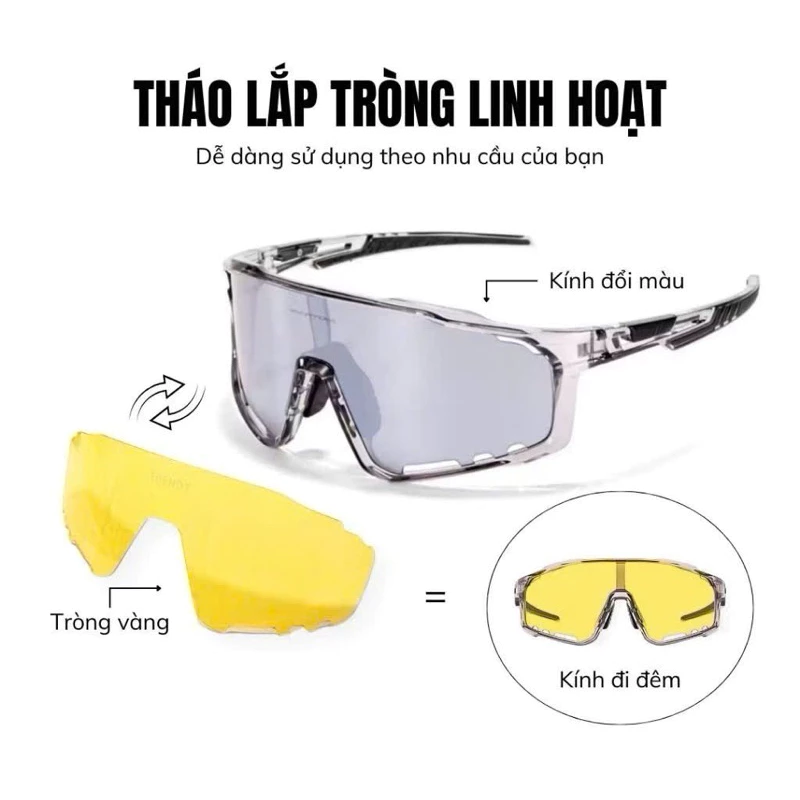 Mắt kính đổi màu đi ngày và đêm thể thao chắn bụi đi đường đi ngày đổi màu đi đêm chắn bụi nhà Bự Store