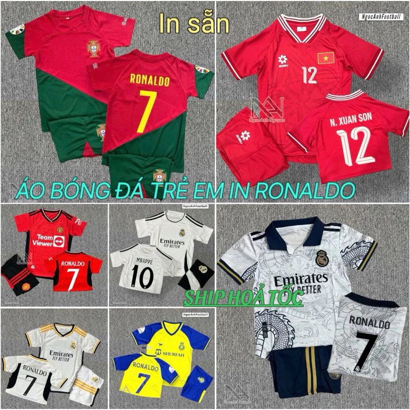 Bộ Quần Áo Bóng Đá Trẻ Em CLB 2023 - In Sẵn Cầu Thủ - Vải Mè Cao Cấp NgọcaAnhfootball