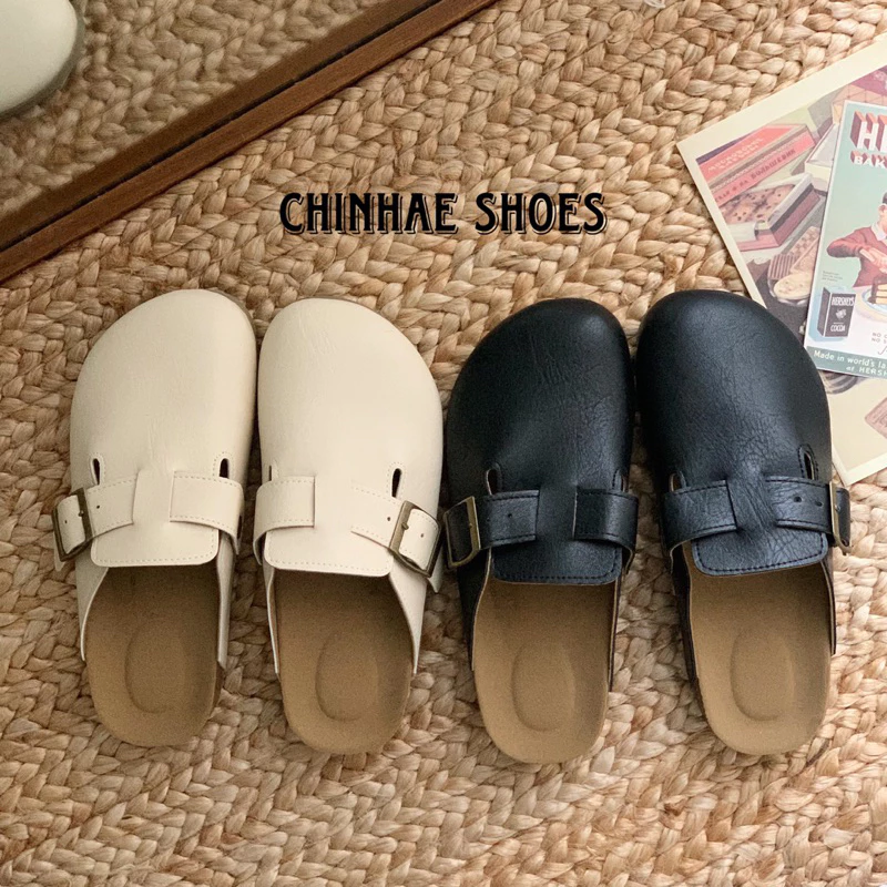 Giày sục da pu cao cấp có khuy da lì đế trấu siêu mềm êm dẻo đế dày 2cm phong cách trẻ trung Ulzzang nữ hằng ngày S018