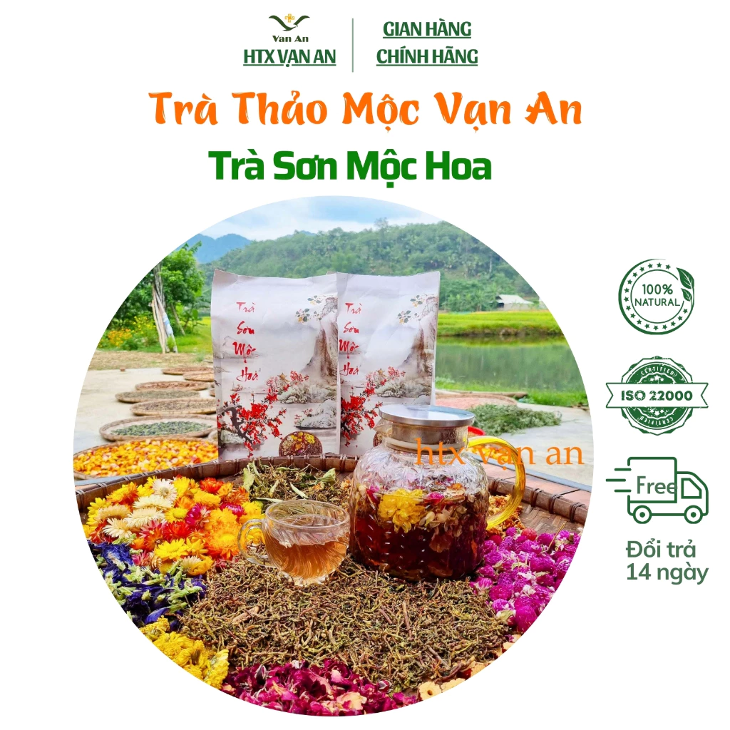 Sơn Mộc Hoa Trà Thảo Mộc Tây Bắc HTX Vạn An  Thanh Nhiệt Mát Gan Đẹp Da Ngủ Ngon Giảm Cân