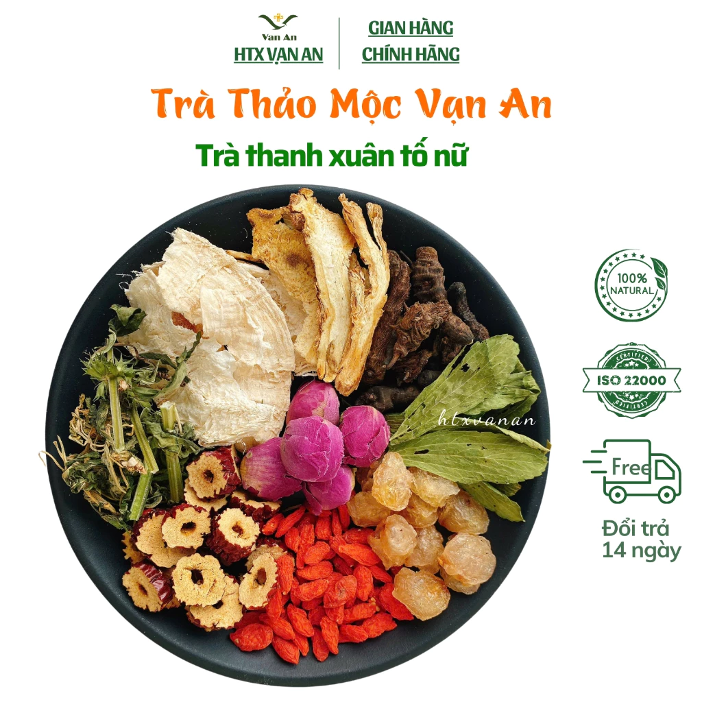 Trà Nội Tiết Tố Nữ Sâm Tố Nữ 10 Vị Thảo Mộc Vạn An Điều Hoà Kinh Nguyệt Dưỡng Da Chống Lão Hóa