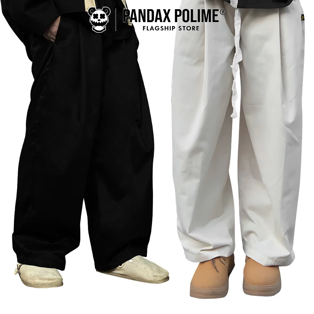 Quần kaki xếp li ống ống suông rộng pants wide leg local brand baggy tây retro pandax polime