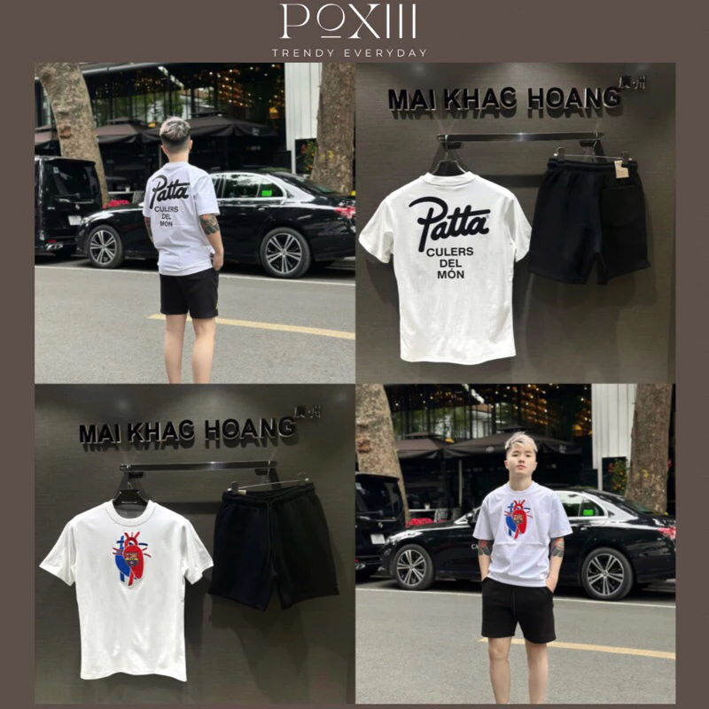 Set Cộc Tay Thêu Tim trước In Hình Sau Quần Thêu chữ Form Chuẩn SC - Bộ Quần Áo Cộc Nam Nữ Vải Cotton Thoáng Mát