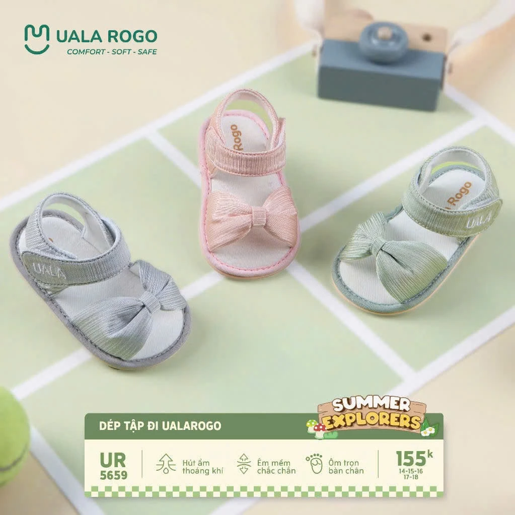 Dép Tập Đi UALA ROGO, Hình Thù Ngộ Nghĩnh, Chống Trơn Trượt, An Toàn cho  Bé Gái 5659 ualarogo
