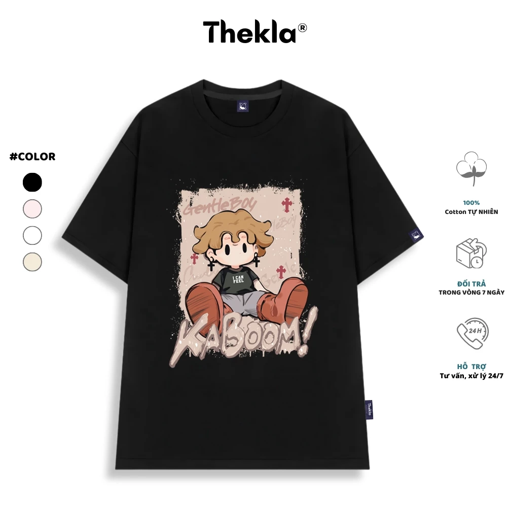Áo Thun, Áo Phông Unisex By Thekla BST20 KaBoom Chất Cotton Co Giãn Thoáng Mát Form Rộng Cho Nam Nữ